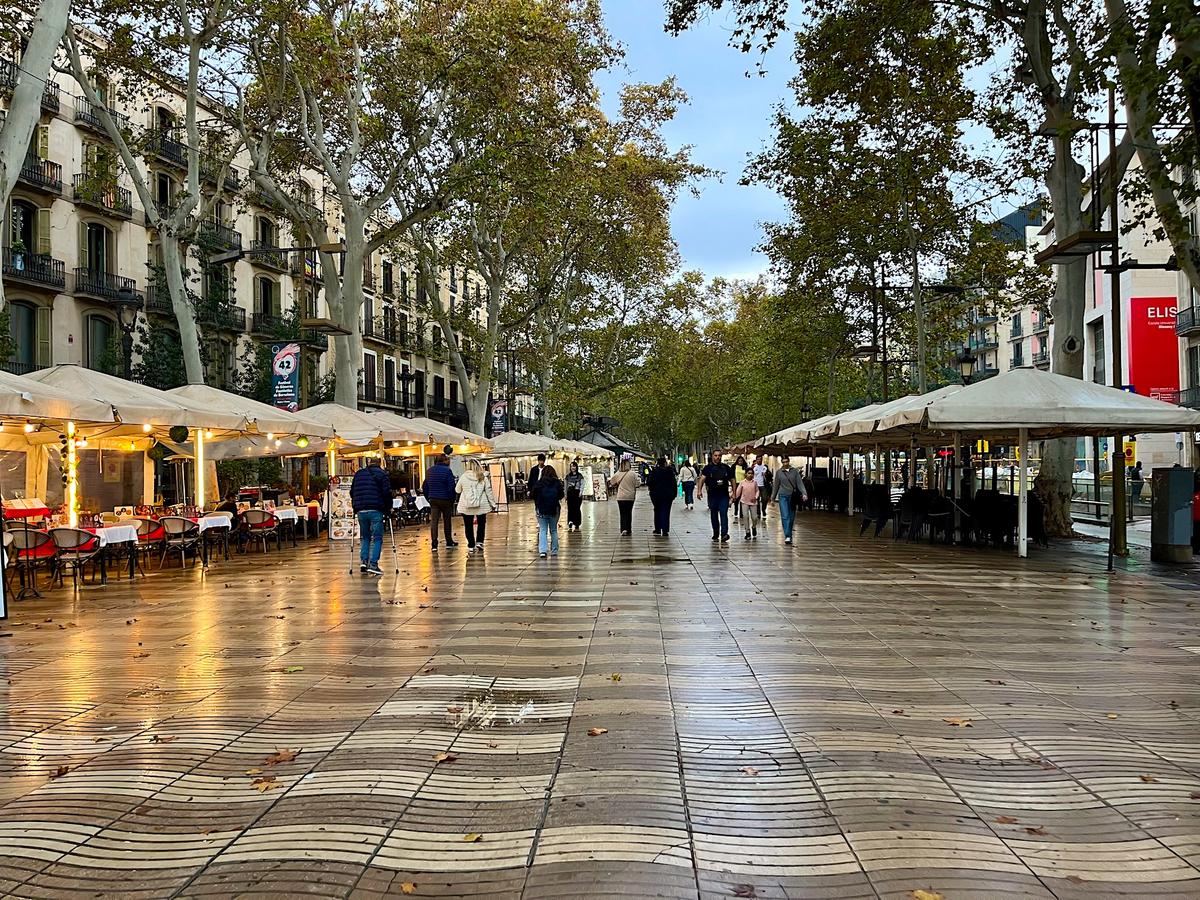 Die Prachtstraße La Rambla in Barcelona