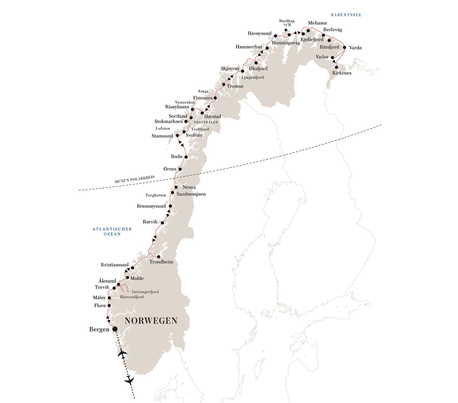BGO-KKN-BGO_inkl. Linienflug Die klassische Postschiffroute von Hurtigruten